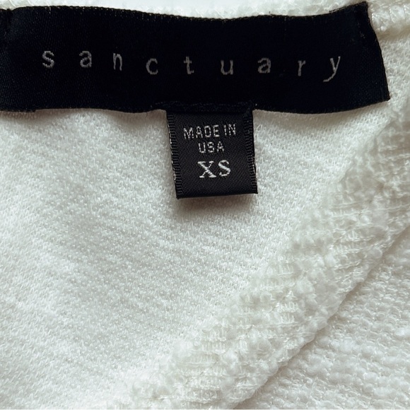 Sanctuary Shirt Top Woman’s Size XS Cream Color Textured Mixed Media Hem - Picture 6 of 8